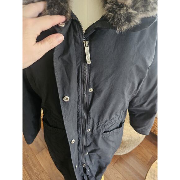 Woolrich Duck Down Quilted Puffer Parka Coat Women's Size M Coyote Fur Trim Long - Picture 3 of 16